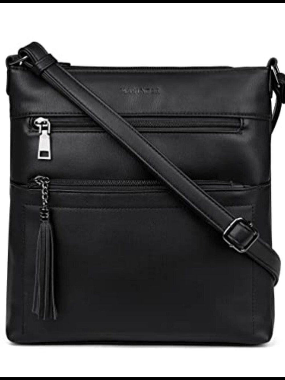 Vegan PU Leather Multi Pocket Crossbody Bag Adjustable Strap